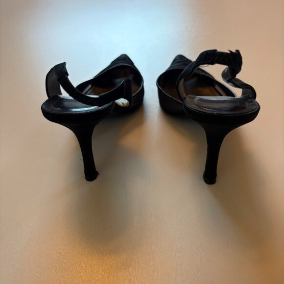 Chanel Iconic "CC" Black Mesh Sling Back Heel Luxury - Picture 8 of 15